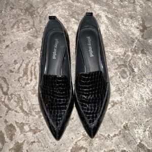 Jeffrey Campbell Women's Viona Loafer Heel Black Leather Crocodile